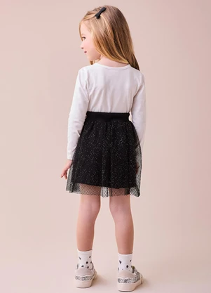 Momi - Conjunto de Tule com Patch de Ursinha Branco - MOMI