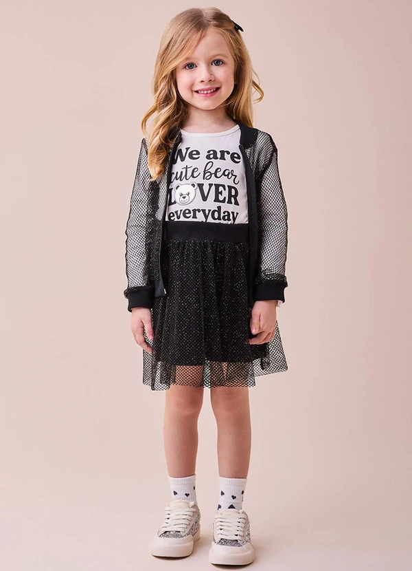 Momi - Conjunto de Tule com Patch de Ursinha Branco 3