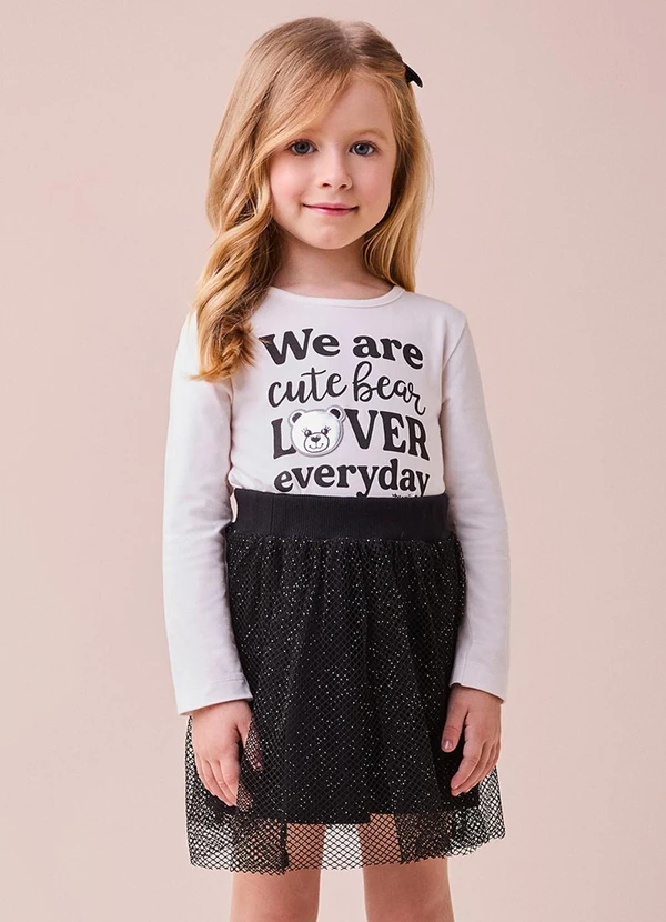 Momi - Conjunto de Tule com Patch de Ursinha Branco 4