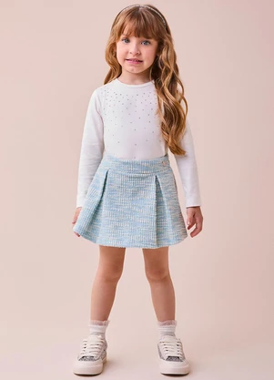 Momi - Conjunto de Tweed Azul com Strass Azul - MOMI