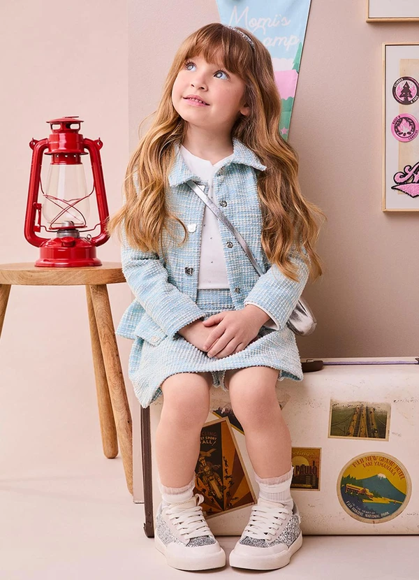 Momi - Conjunto de Tweed Azul com Strass Azul 3