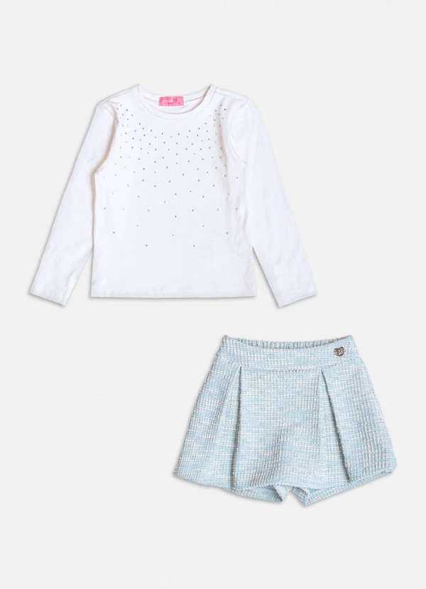 Momi - Conjunto de Tweed Azul com Strass Azul 5