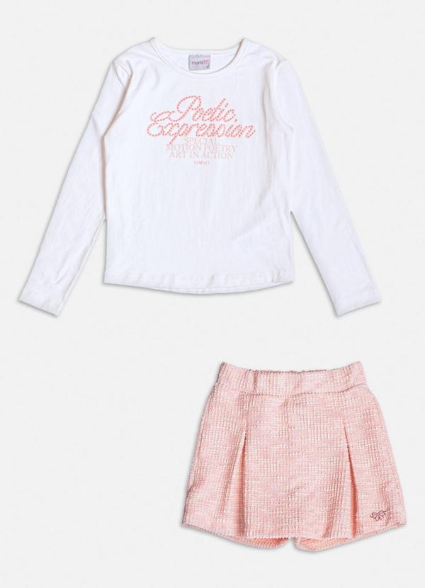 Momi - Conjunto de Tweed com Strass Branco
