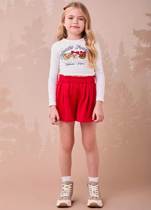 Momi - Conjunto de Ursinha e Strass com Pregas Branco - MOMI