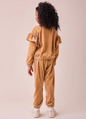 Momi - Conjunto de Veludo Alemão com Babado Bege - MOMI