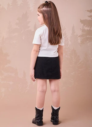 Momi - Conjunto de Veludo Cotelê com Corações Branco - MOMI