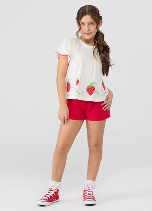 Vida Costeira - Conjunto de Verão Babado e Morangos Branco - VIDA COSTEIRA