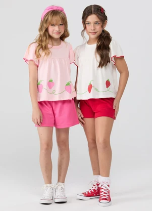 Vida Costeira - Conjunto de Verão Babado e Morangos Rosa - VIDA COSTEIRA
