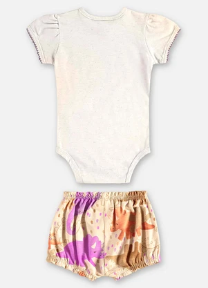 Up Baby - Conjunto Dino Bebê Menina Bege - UP BABY