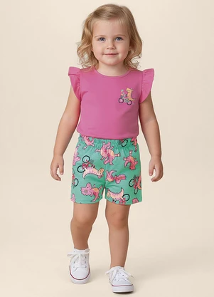Malwee Kids - Conjunto Dino com Glitter Rosa - MALWEE KIDS