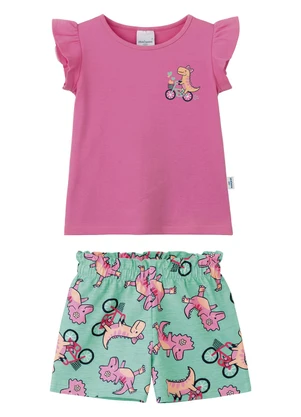 Malwee Kids - Conjunto Dino com Glitter Rosa - MALWEE KIDS
