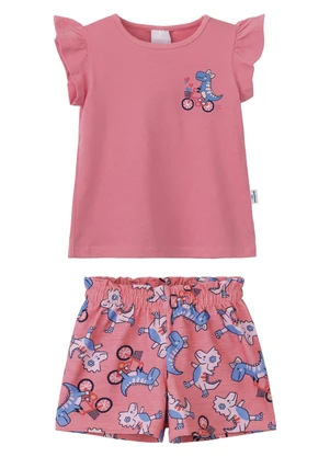 Malwee Kids - Conjunto Dino com Glitter Rosa - MALWEE KIDS