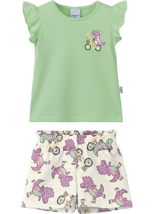 Malwee Kids - Conjunto Dino com Glitter Verde Água - MALWEE KIDS