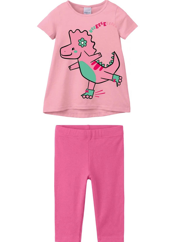 Malwee Kids - Conjunto Dinossauro Weeeee Rosa Claro