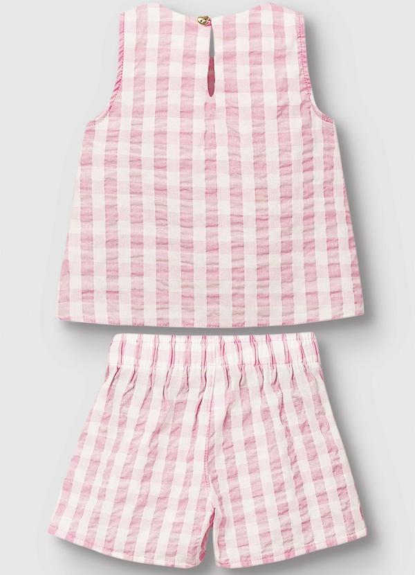 Carinhoso - Conjunto em Anarruga Quadriculado Rosa Claro 2