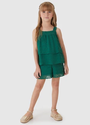 Carinhoso - Conjunto em Camadas Plumetis Brilho Verde Escuro - CARINHOSO