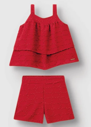 Carinhoso - Conjunto em Camadas Plumetis Brilho Vermelho - CARINHOSO