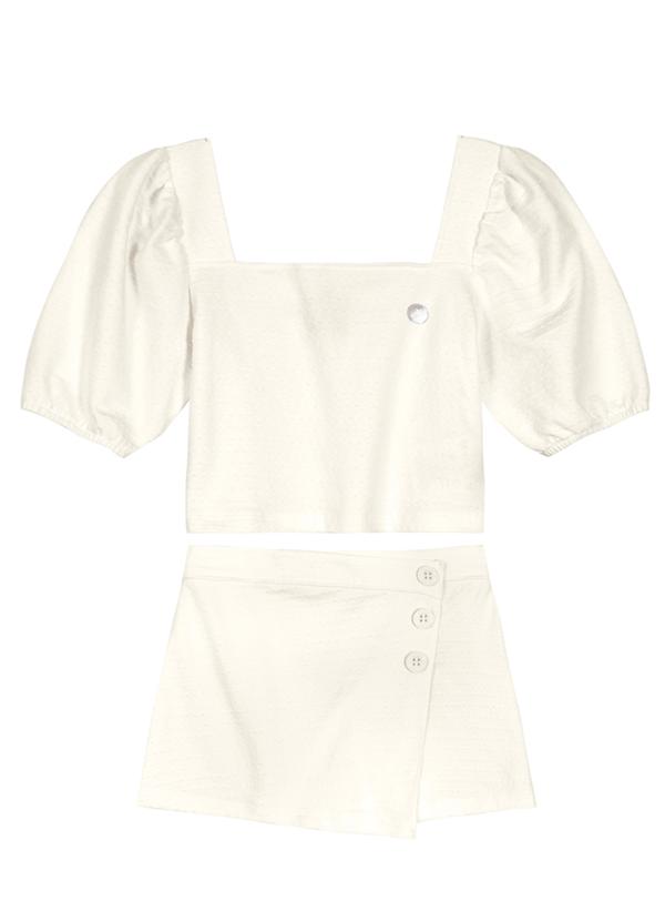 Brandili Mundi - Conjunto em Cotton Poá Infantil Menina Bege 2