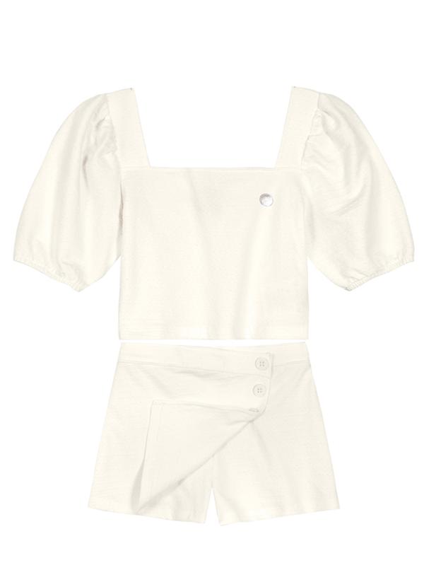 Brandili Mundi - Conjunto em Cotton Poá Infantil Menina Bege 3