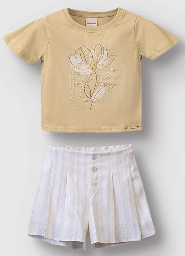 Carinhoso - Conjunto em Linho com Pérolas Bege