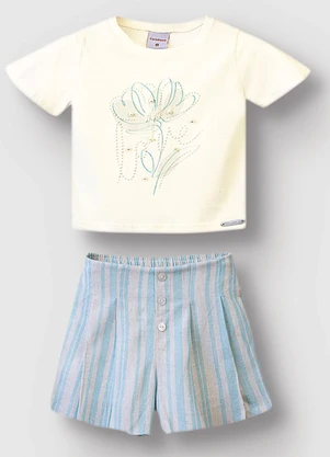 Carinhoso - Conjunto em Linho com Pérolas Off White - CARINHOSO
