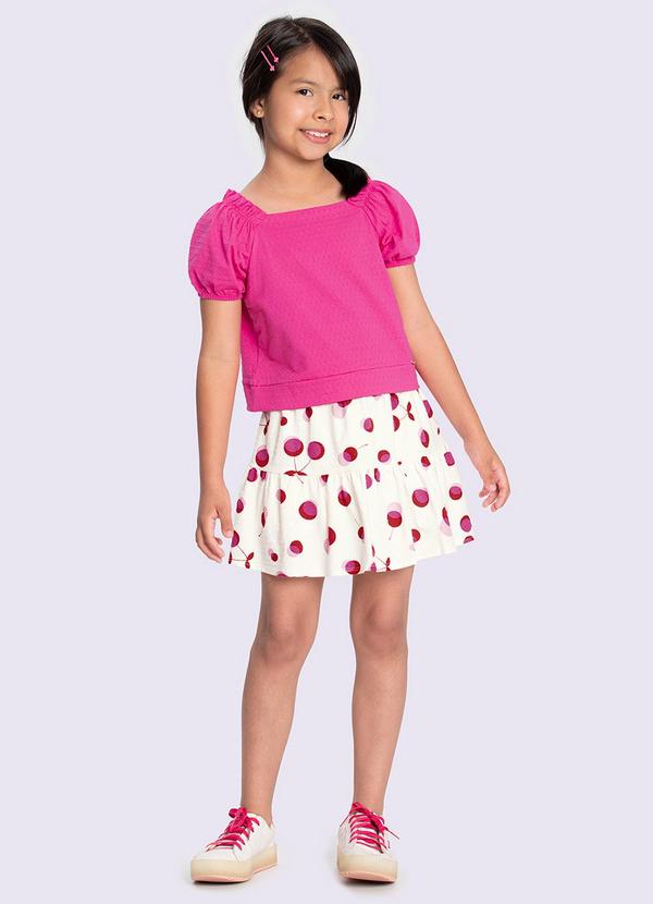 Alakazoo - Conjunto em Malha com Estampa Cerejas Roxo