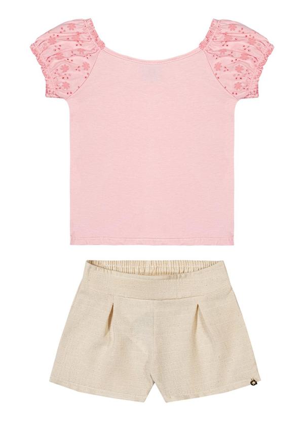 Alenice - Conjunto em Malha New London Menina Rosa