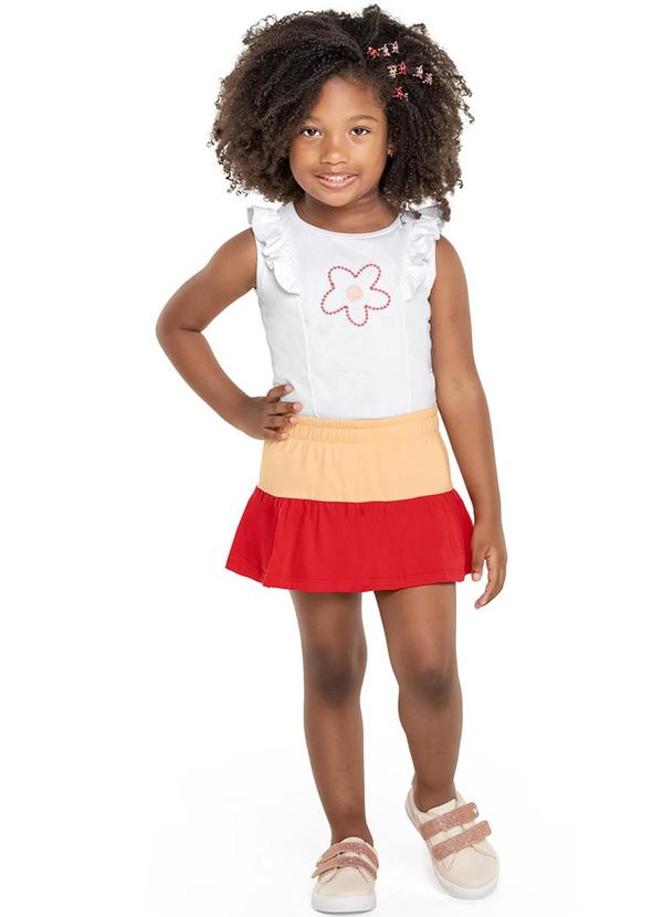 Alenice - Conjunto em Meia Malha com Bordado Menina Branco 1