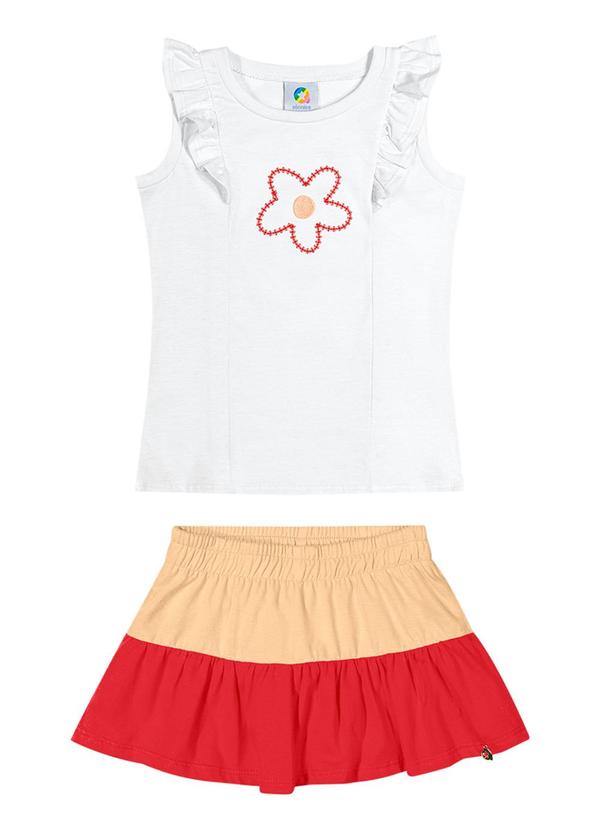 Alenice - Conjunto em Meia Malha com Bordado Menina Branco 2