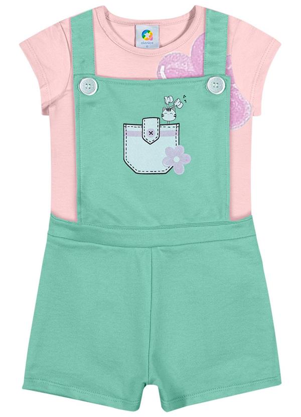 Alenice - Conjunto em Meia Malha com Estampa Menina Rosa