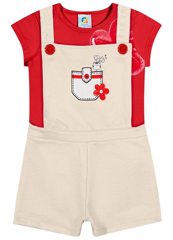 Alenice - Conjunto em Meia Malha com Estampa Vermelho