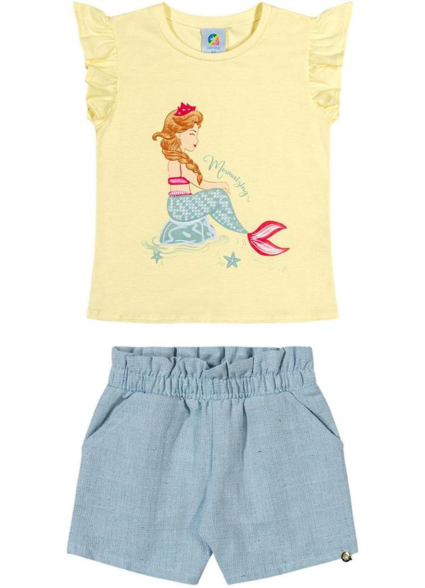 Alenice - Conjunto em New London com Strass Menina Amarelo