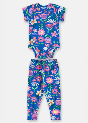 Up Baby - Conjunto em Suedine Bebê Menina Azul - UP BABY