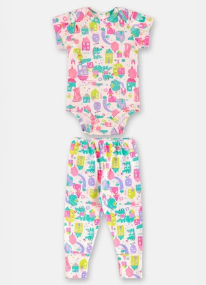 Up Baby - Conjunto em Suedine Bebê Menina Branco - UP BABY