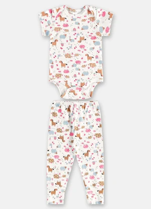 Up Baby - Conjunto em Suedine Bebê Menina Branco - UP BABY