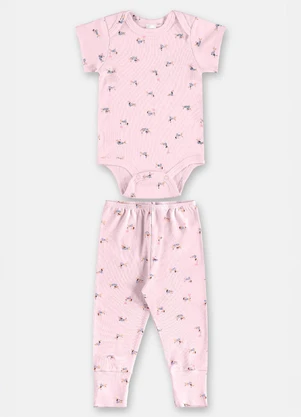 Up Baby - Conjunto em Suedine Bebê Menina Rosa - UP BABY