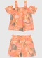 Malwee Kids - Conjunto Viscolinho com Babados Menina Rosa - variação: Laranja