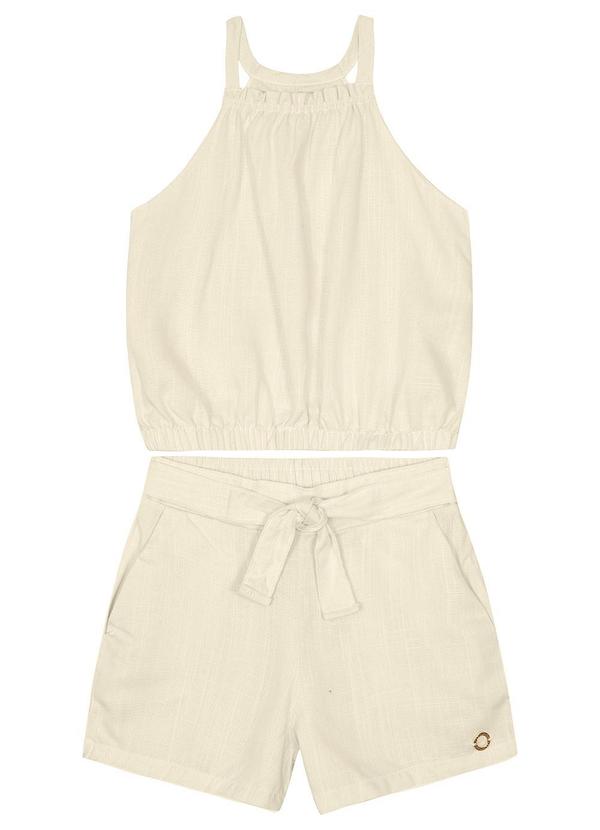 Carinhoso - Conjunto em Viscolinho Menina Bege