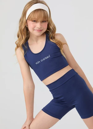 Vida Costeira - Conjunto Esportivo Top e Shorts Biker Marinho - VIDA COSTEIRA