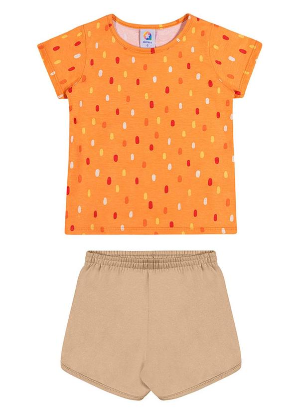 Alenice - Conjunto Estampa Colorida Menina Laranja