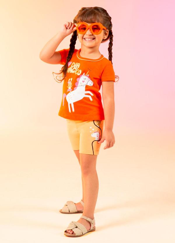 Cativa Kids - Conjunto Estampa com Glitter Laranja