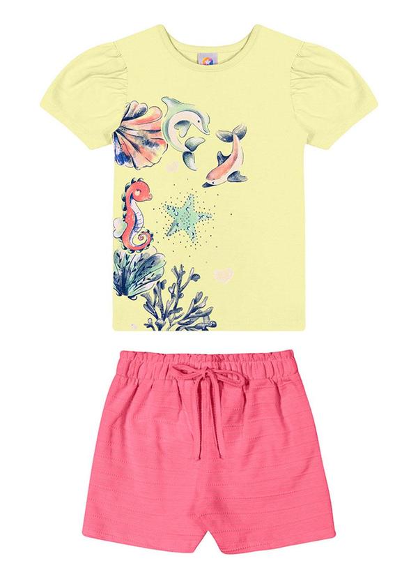 Alenice - Conjunto Estampa Marinha Menina Amarelo