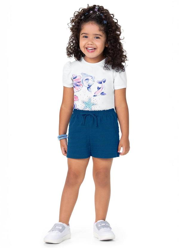 Alenice - Conjunto Estampa Marinha Menina Branco