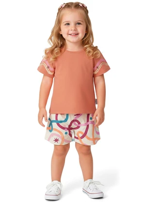 Malwee Kids - Conjunto Estampa Orgânica Laranja Pastel - MALWEE KIDS