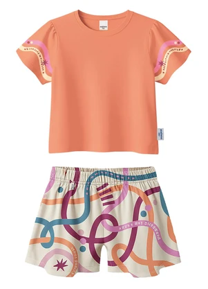 Malwee Kids - Conjunto Estampa Orgânica Laranja Pastel - MALWEE KIDS