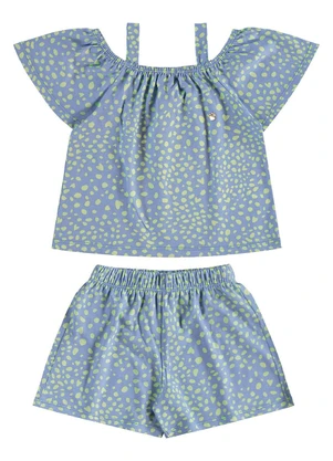 Bee Loop - Conjunto Estampado Bata Short Azul - BEE LOOP