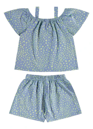 Bee Loop - Conjunto Estampado Bata Short Azul - BEE LOOP