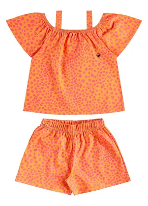Bee Loop - Conjunto Estampado Bata Short Laranja - BEE LOOP