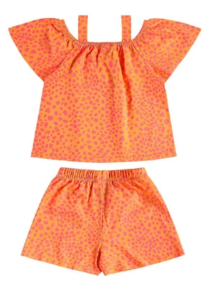 Bee Loop - Conjunto Estampado Bata Short Laranja - BEE LOOP
