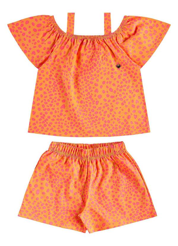 Bee Loop - Conjunto Estampado Bata Short Laranja